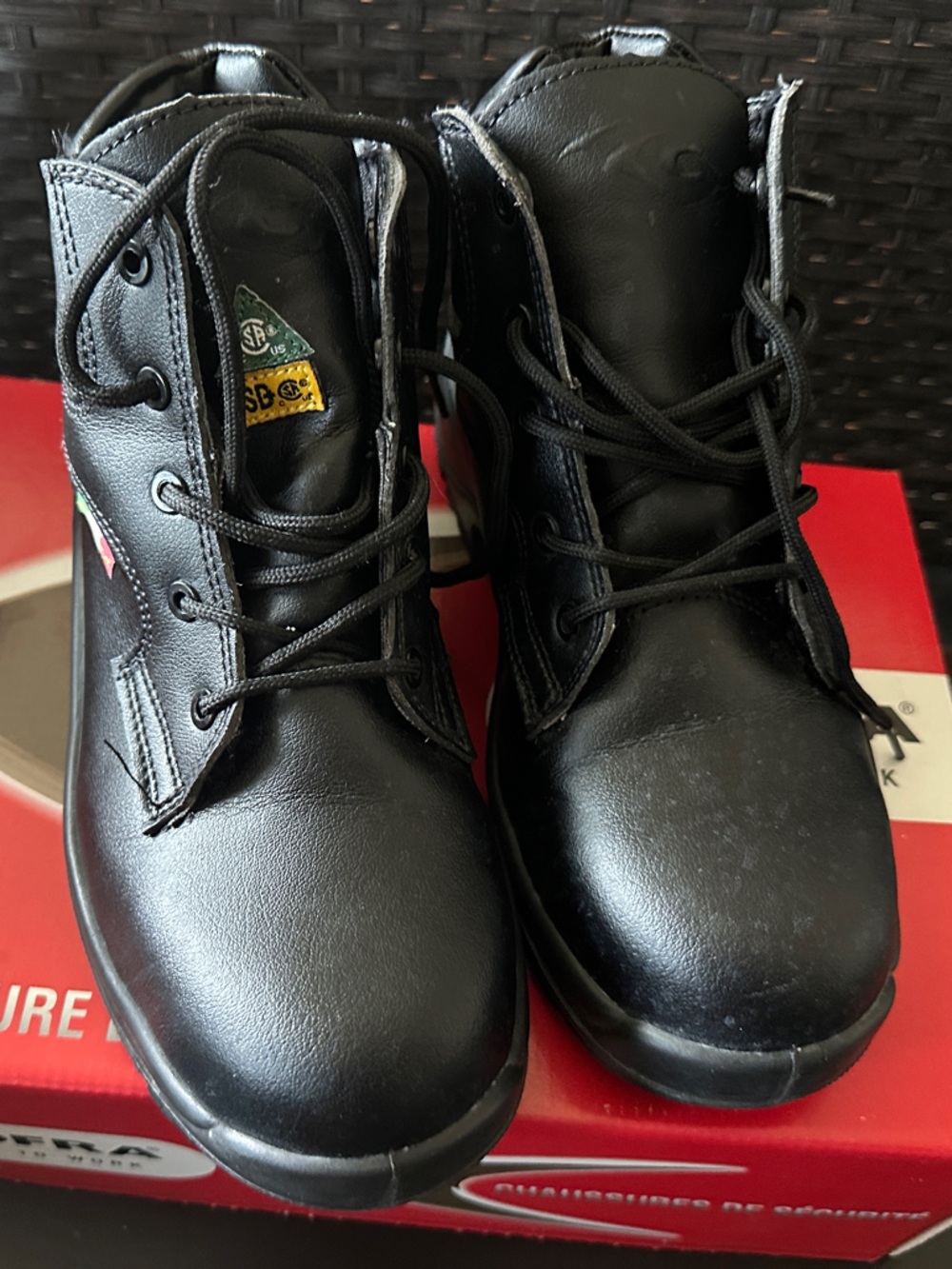 Women's Black Lace-Up Work Boots